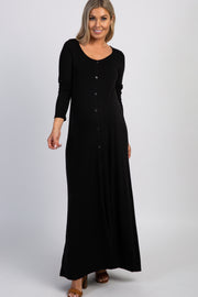 PinkBlush Black Button Front Maternity Maxi Dress