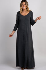 PinkBlush Charcoal Grey Button Front Maxi Dress