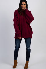 Burgundy Balloon Sleeve Sweater