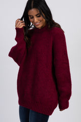 Burgundy Balloon Sleeve Sweater