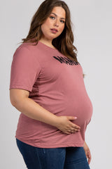 Mauve Mama Glitter Graphic Plus Maternity Top