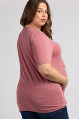 Mauve Mama Glitter Graphic Plus Maternity Top