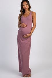 PinkBlush Mauve Solid Sleeveless Fitted Maternity Maxi Dress