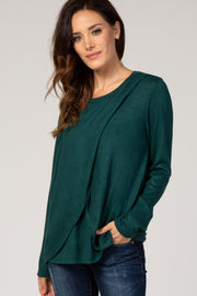 PinkBlush Forest Green Long Sleeve Wrap Nursing Top