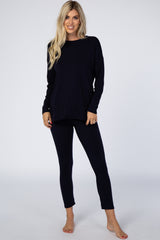 Navy Basic Long Sleeve Pajama Set