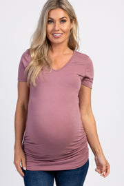 PinkBlush Mauve Ruched Short Sleeve Maternity Top