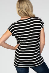 Black Striped Layered Wrap Front Nursing Top