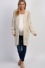 Ivory Knit Long Sleeve Maternity Cardigan