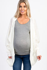 Ivory Knit Draped Front Maternity Dolman Cardigan