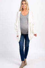 Ivory Knit Draped Front Maternity Dolman Cardigan