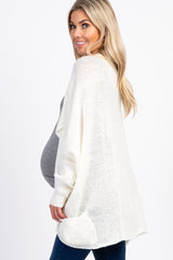 Ivory Knit Draped Front Maternity Dolman Cardigan