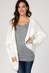 Ivory Knit Draped Front Dolman Cardigan