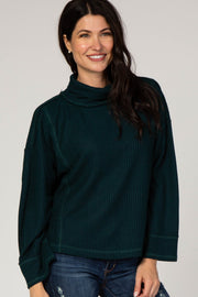 Green Long Sleeve Cowl Neck Top