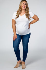 Navy Blue Solid Hued Plus Maternity Jeans