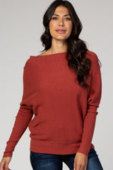 Rust Dolman Sleeve Wide Neck Sweater