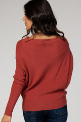 Rust Dolman Sleeve Wide Neck Sweater