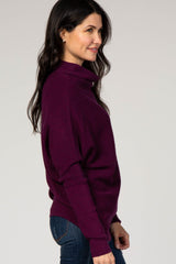 Purple Funnel Neck Dolman Sleeve Sweater