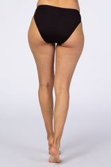 Black Solid Side Fastener Maternity Briefs