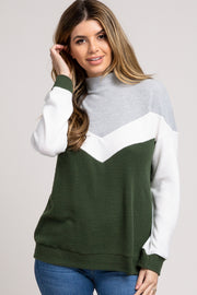 Olive Colorblock Chevron Top