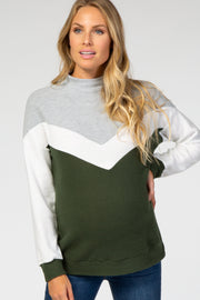 Olive Colorblock Chevron Maternity Top