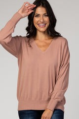 Mauve Dolman Sleeve Knit Top