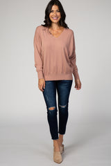 Mauve Dolman Sleeve Knit Top