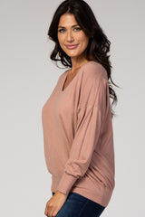 Mauve Dolman Sleeve Knit Top