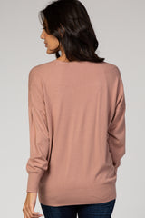 Mauve Dolman Sleeve Knit Top