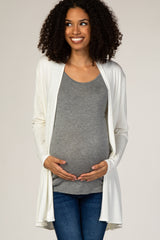 PinkBlush White Basic Maternity Cardigan