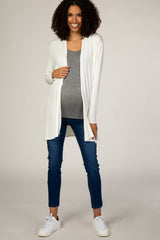 PinkBlush White Basic Maternity Cardigan