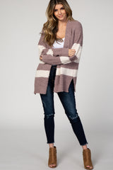 Mocha Striped Knit Cardigan