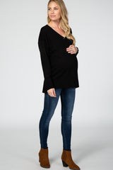 Black V-Neck Lightweight Maternity Sweater