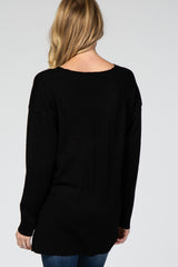 Black V-Neck Lightweight Maternity Sweater