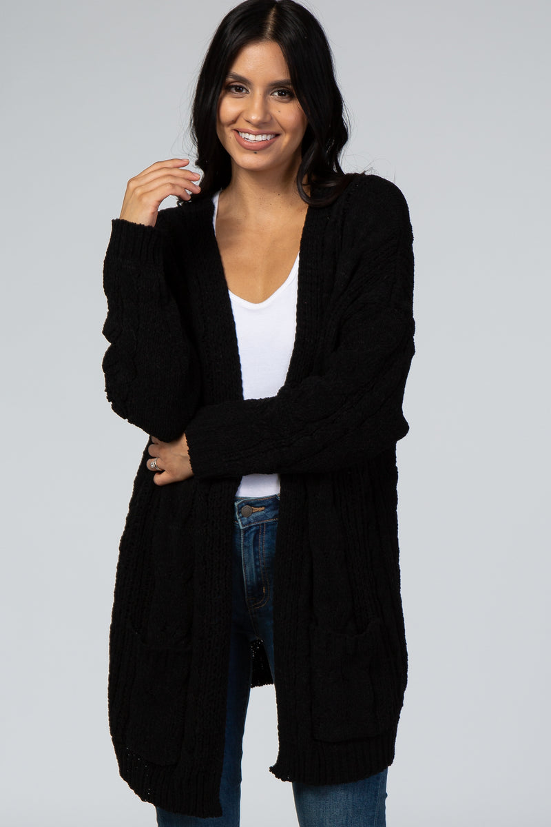 Black Cable Knit Cardigan – PinkBlush