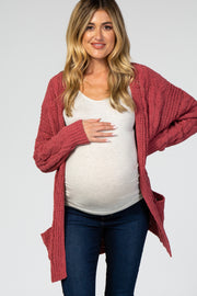 Mauve Cable Knit Maternity Cardigan