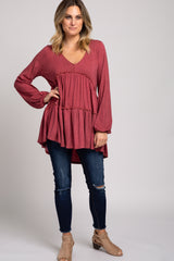 Rust Ruffle Tiered Top