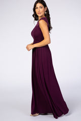 Purple Lace Yoke Maxi Dress