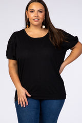 Black Bubble Short Sleeve Plus Maternity Top