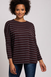 Burgundy Striped Long Sleeve Knit Top