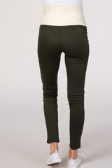 PinkBlush Olive Knit Full Length Maternity Leggings