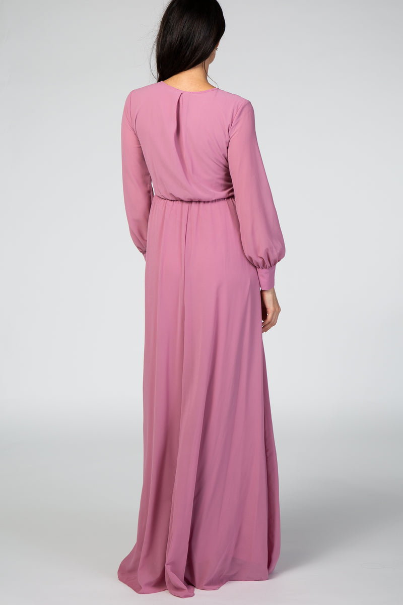 Lavender Chiffon Long Sleeve Maxi Dress – PinkBlush