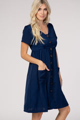 PinkBlush Navy Button Down Short Sleeve Dress