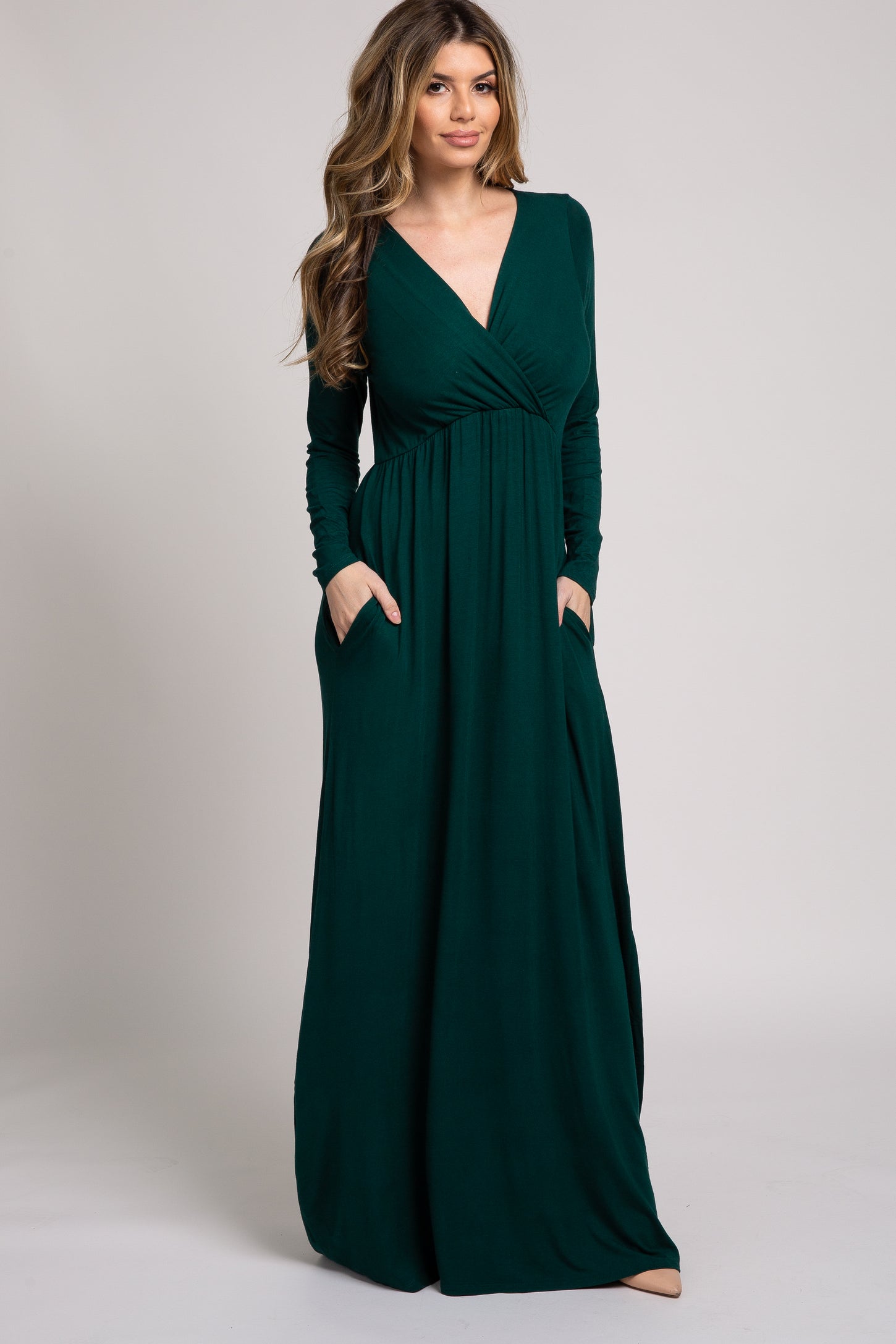 Green Long Sleeve Maxi Dress– PinkBlush