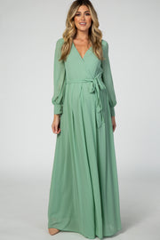 Mint Green Chiffon Maternity Maxi Dress