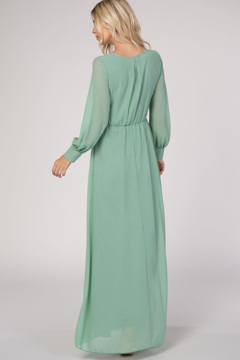 Mint Green Chiffon Maxi Dress – PinkBlush