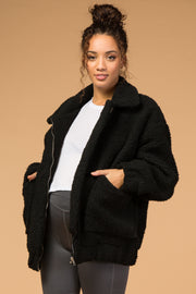 Black Teddy Bear Maternity Coat