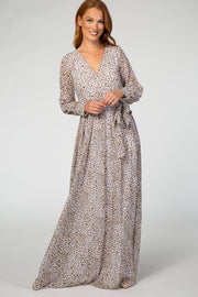 Ivory Animal Print Chiffon Maxi Dress