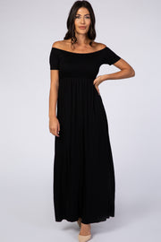 PinkBlush Black Off The Shoulder Short Sleeve Maxi Dress