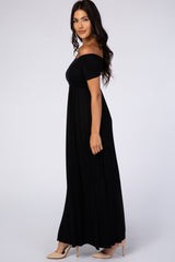 PinkBlush Black Off The Shoulder Short Sleeve Maxi Dress