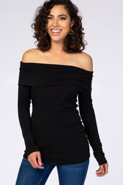 PinkBlush Black Off Shoulder Long Sleeve Top